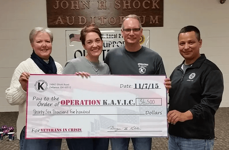 A check donation made to Operation KAVIC from Keller Logistics Group