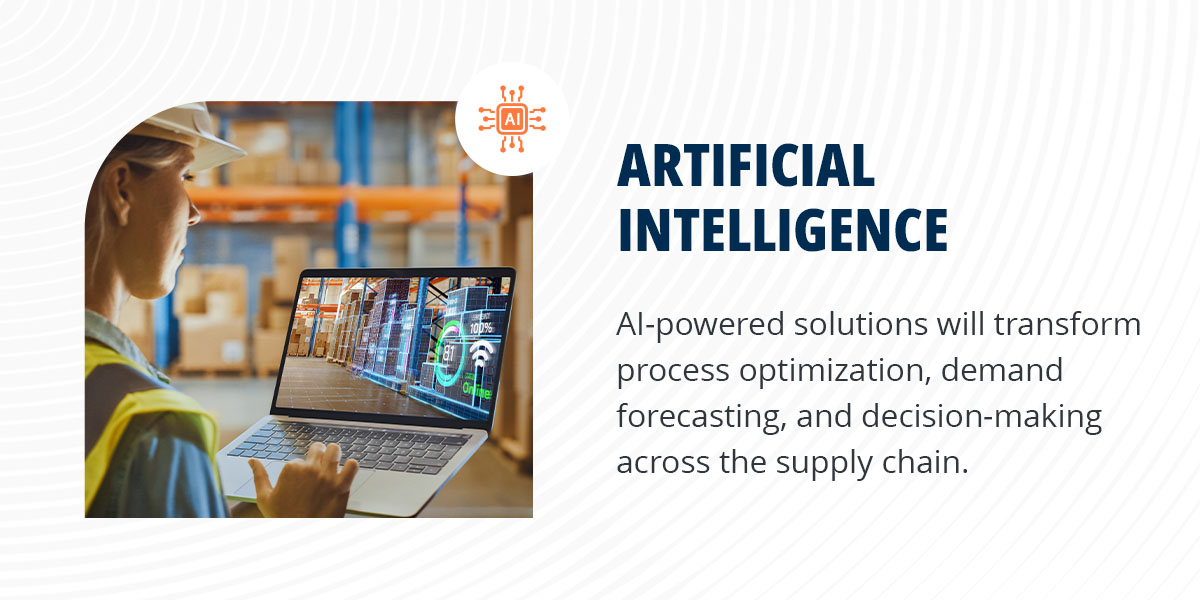An image explaining the value of artificial intelligence in the Logistics industry.