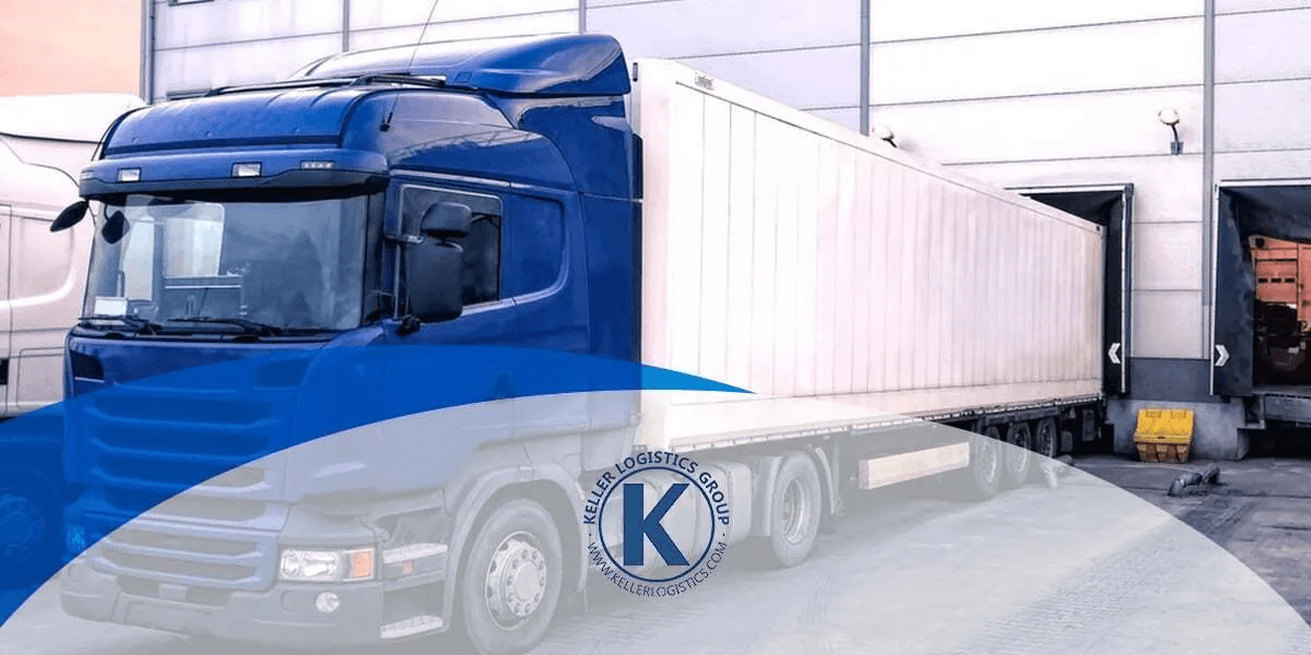 Keller Logistics truck in loading dock at warehouse