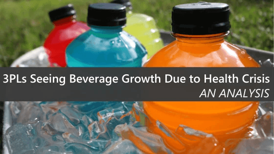 3PLs seeing beverage growth due to health crisis blog text in front of beverage bottles in a ice bucket