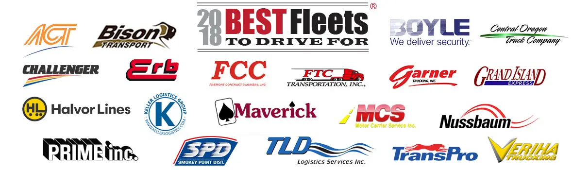 2018 best fleets to drive for banner with multiple companies