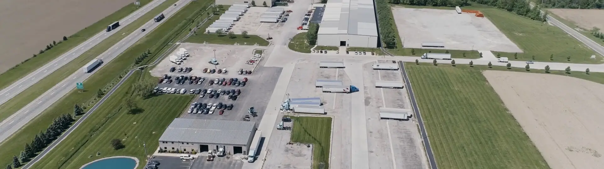 aerial view of a large warehouse facility