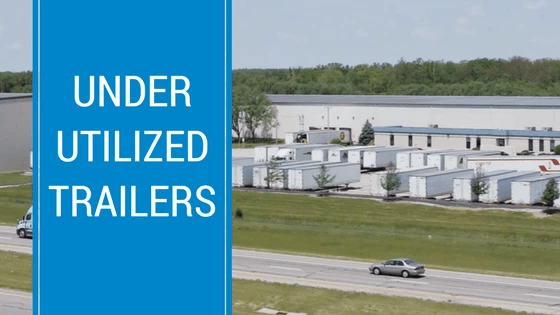 Unused trailers sitting outside of a warehouse with the text "Under Utilized Trailers"