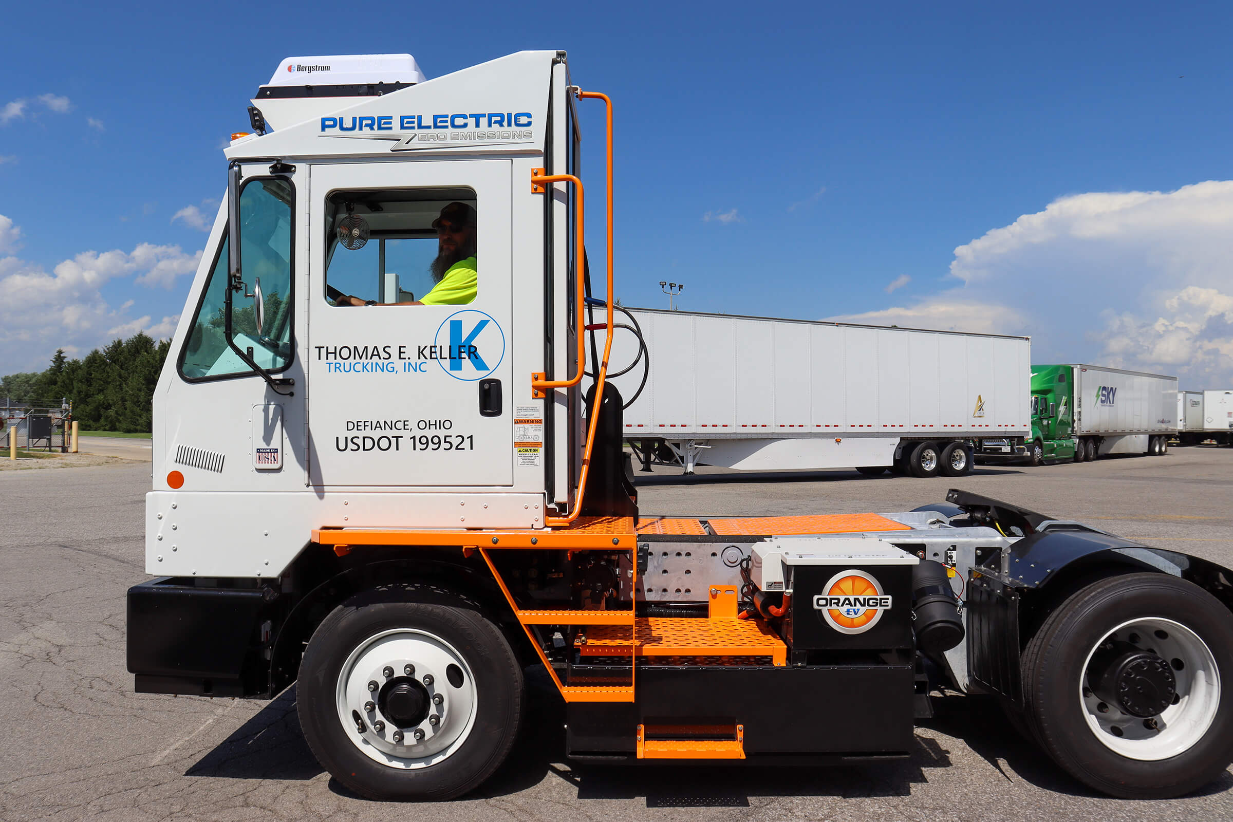 Keller Trucking Orange EV electric truck
