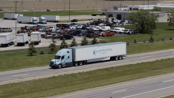 Keller Trucking truck driving on the highway