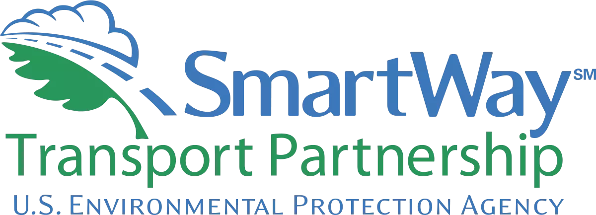 Transparent logo SmartWay transport partnership united states environmental protection agency in blue text